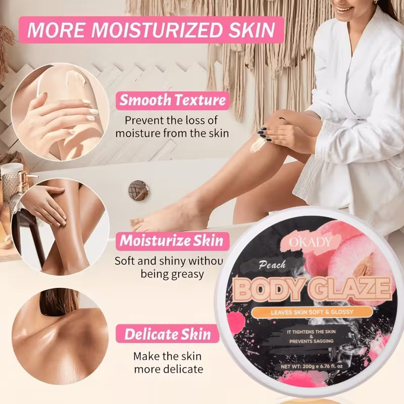 Peach Body Glaze Butter – 200g | Vitamin E, Glycerin & Squalane | All Skin Types
